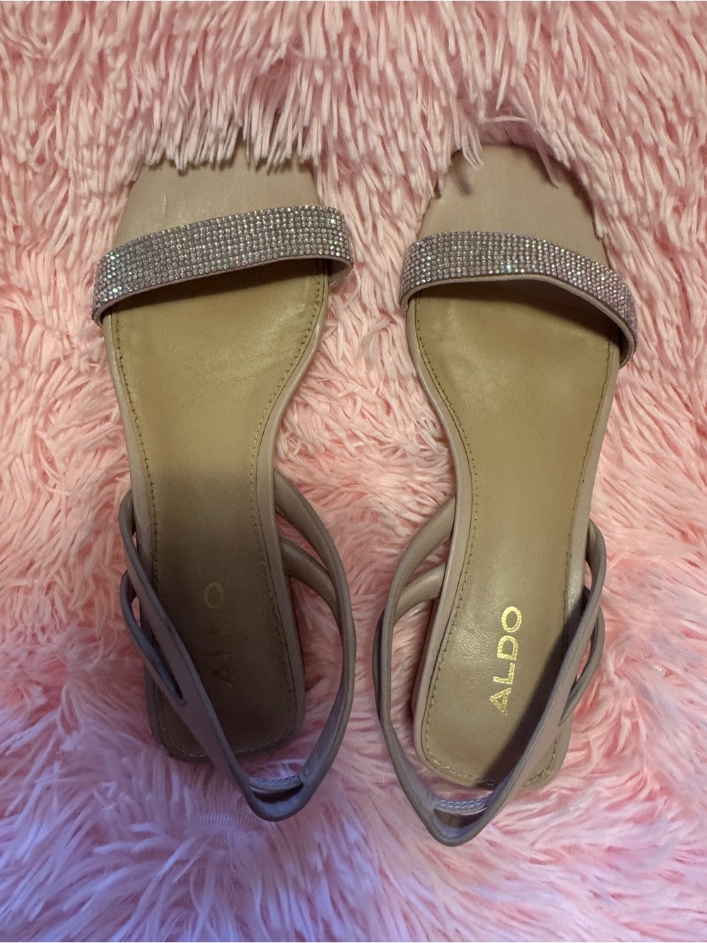 Aldo Blush Pink Rhinestone Slingback Sandals